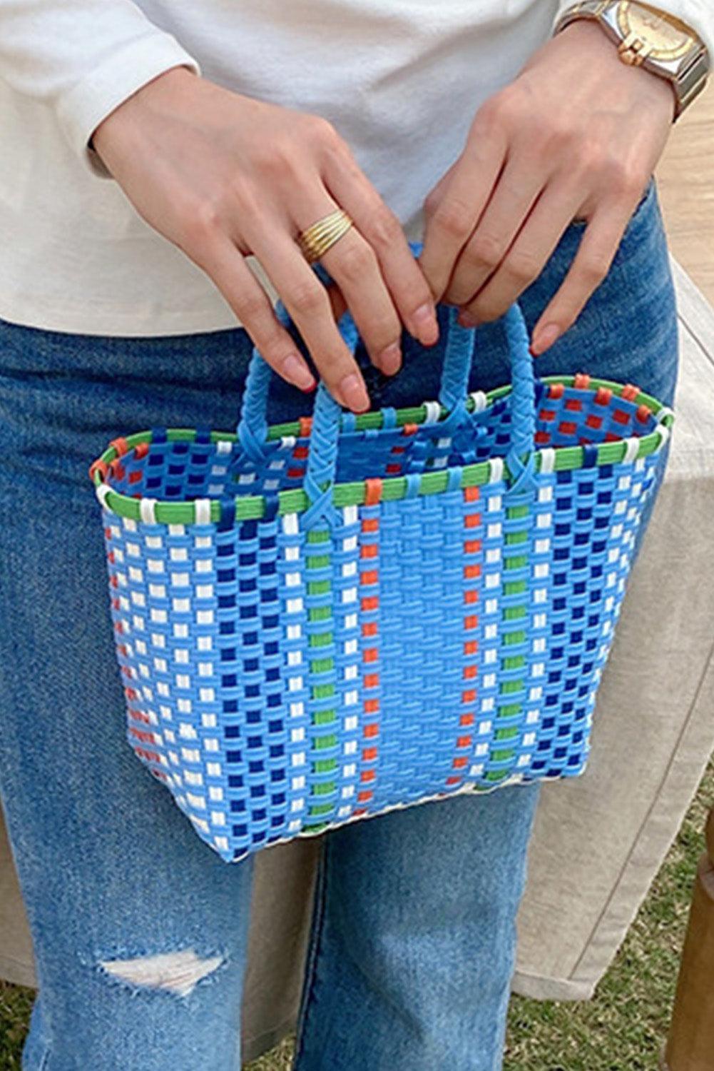 Bolso Tote Cesta Tejido Cuadrado 19*12*18cm