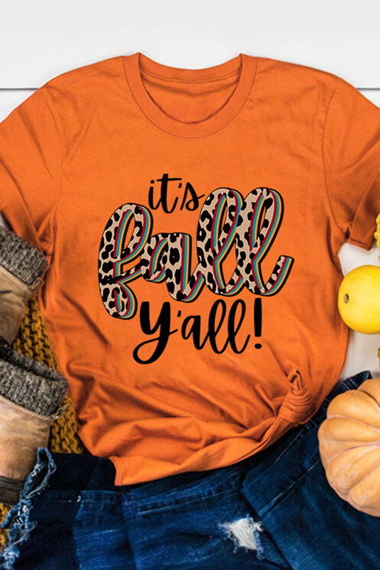 Its Fall Yall Animal Print Casual T Shirt