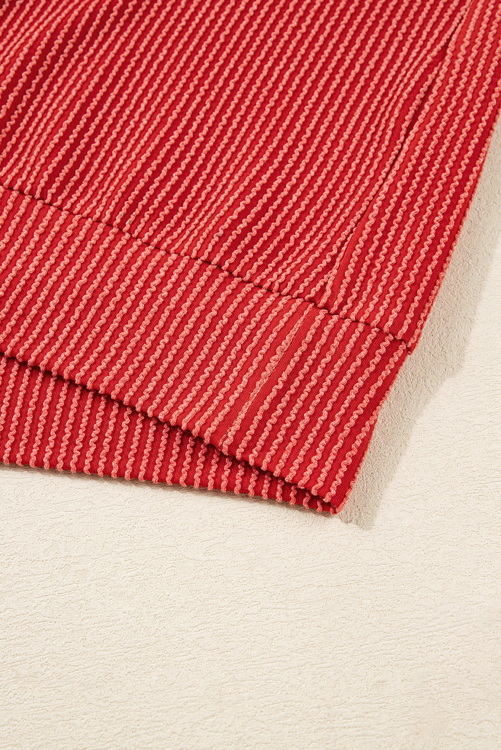 Fiery Red Twisted Rib Outlined Merry Letter Graphic Loose Long Sleeve Top