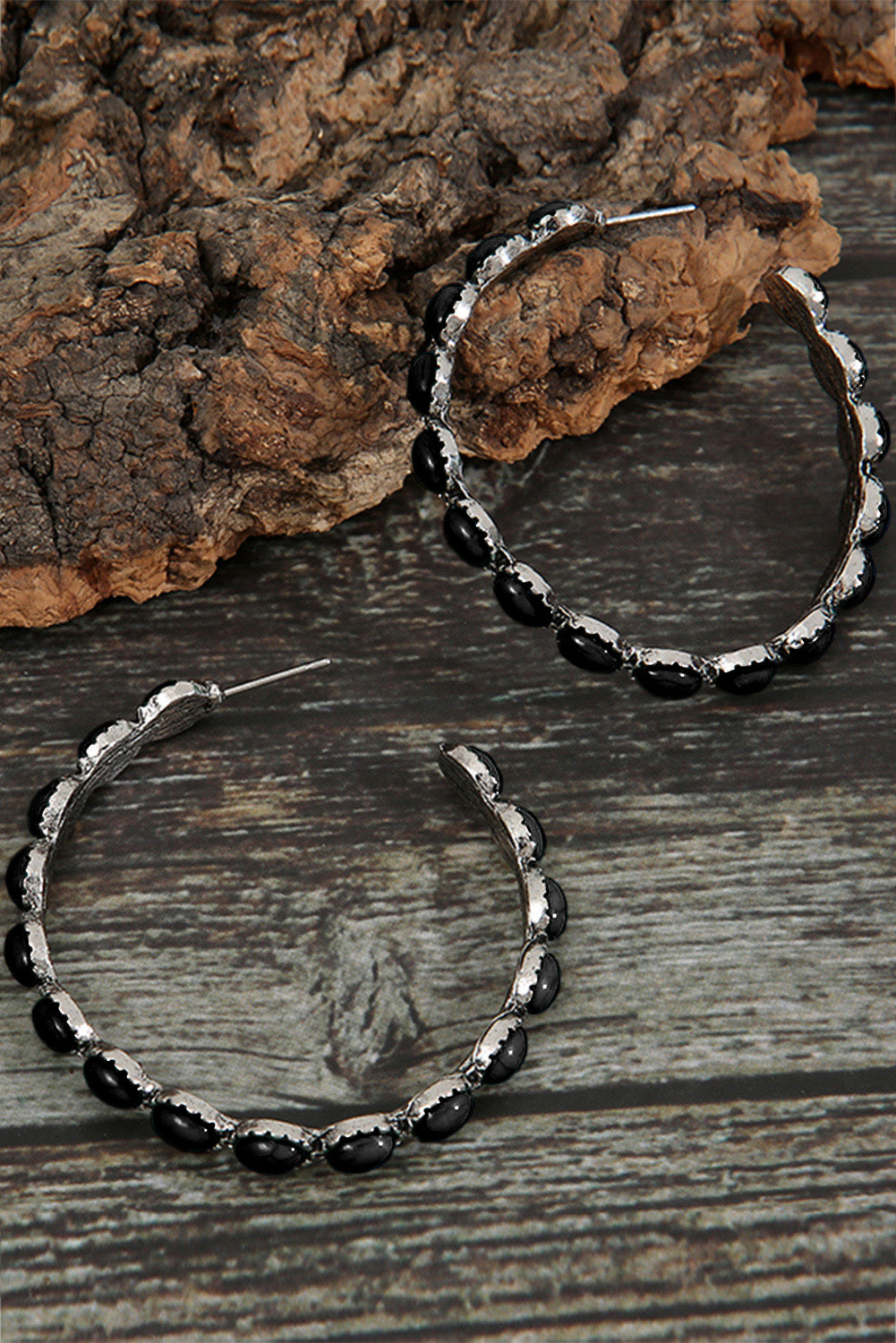 Pendientes Retro Círculo Turquesa En Forma De C