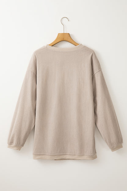 Sweat-shirt oversize en velours côtelé gris fumé