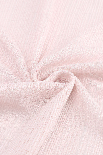 Cardigan à manches longues en tricot léger transparent rose 
