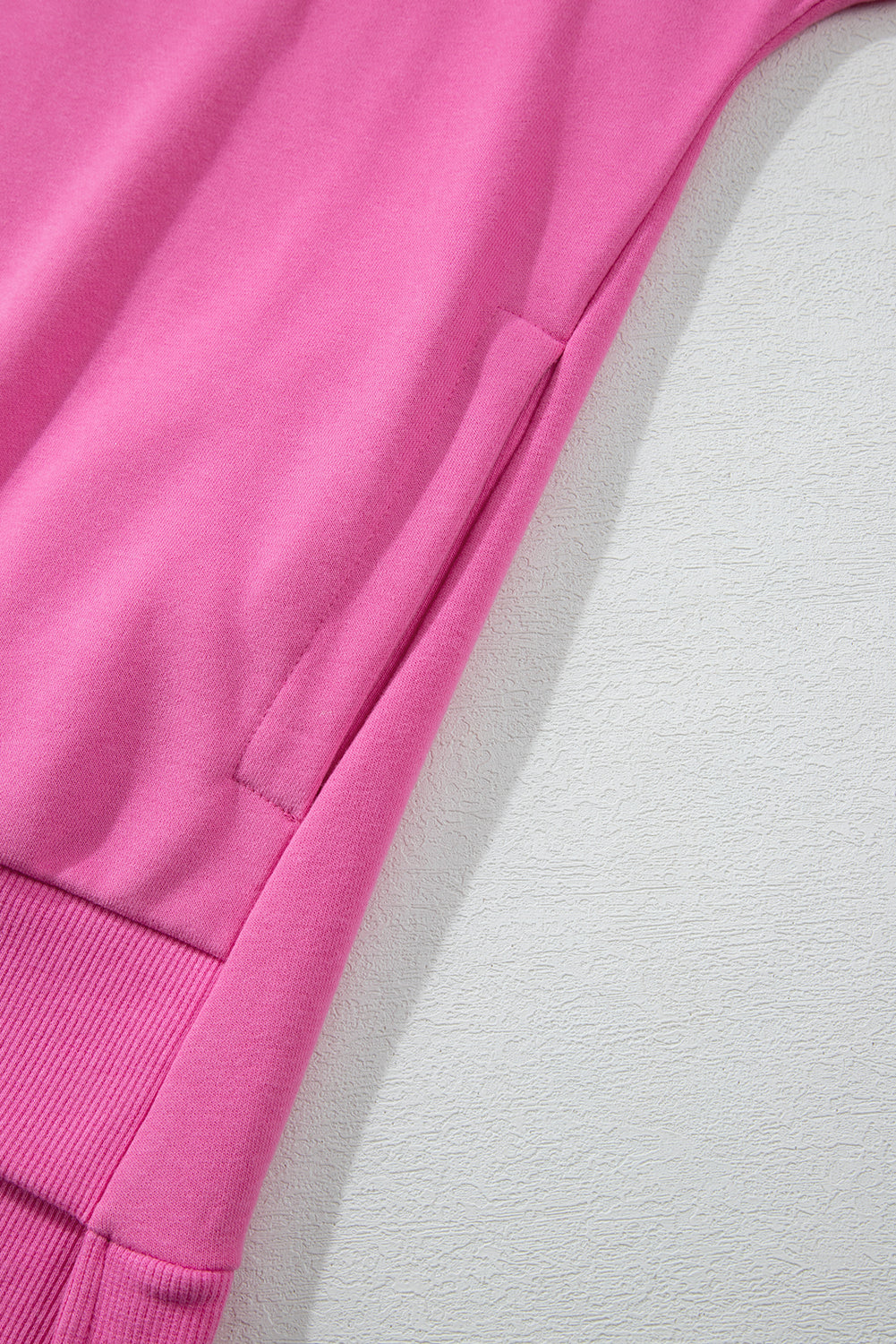 Sweat-shirt uni Bonbon à col rond et ourlet haut-bas