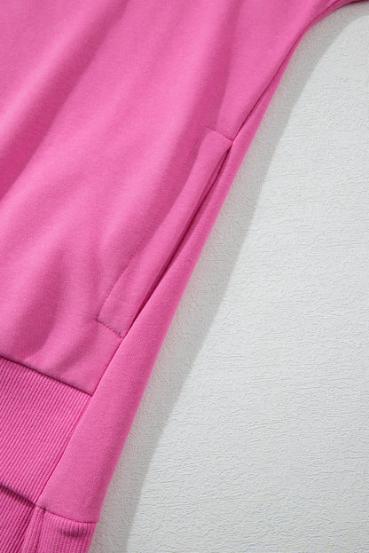 Sweat-shirt uni Bonbon à col rond et ourlet haut-bas