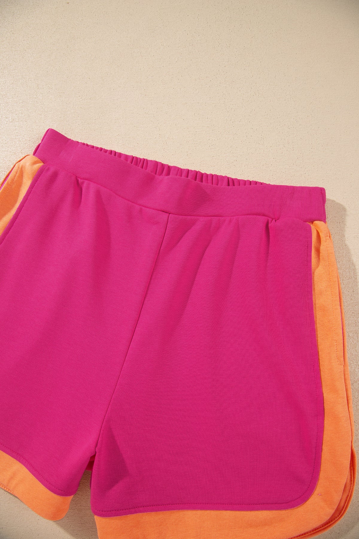 Green Color Block Accent Half Zip Top Athleisure Shorts Set