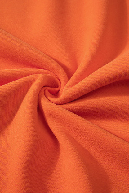 Sweat-shirt en tissu éponge orange roux uni doublé en polaire à épaules tombantes