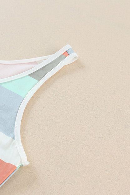 Débardeur à rayures multicolores et col cranté