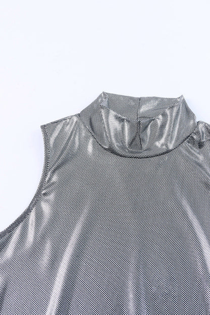 Body sans manches à col montant et paillettes 