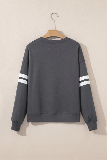 White Varsity Striped Detail Drop Shoulder Oversized Sweatshirt