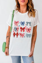 White Stripe and Star Bowknot Graphic Tee