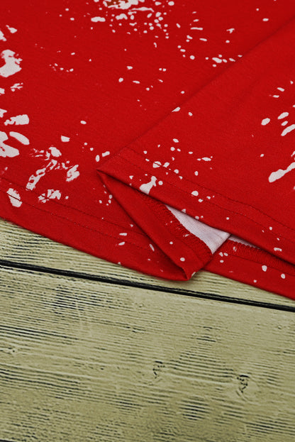 Red Retro Bleached Leopard Spot Pullover