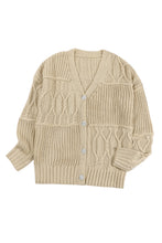 Buttons Front Patterned Texture Knit Cardigan