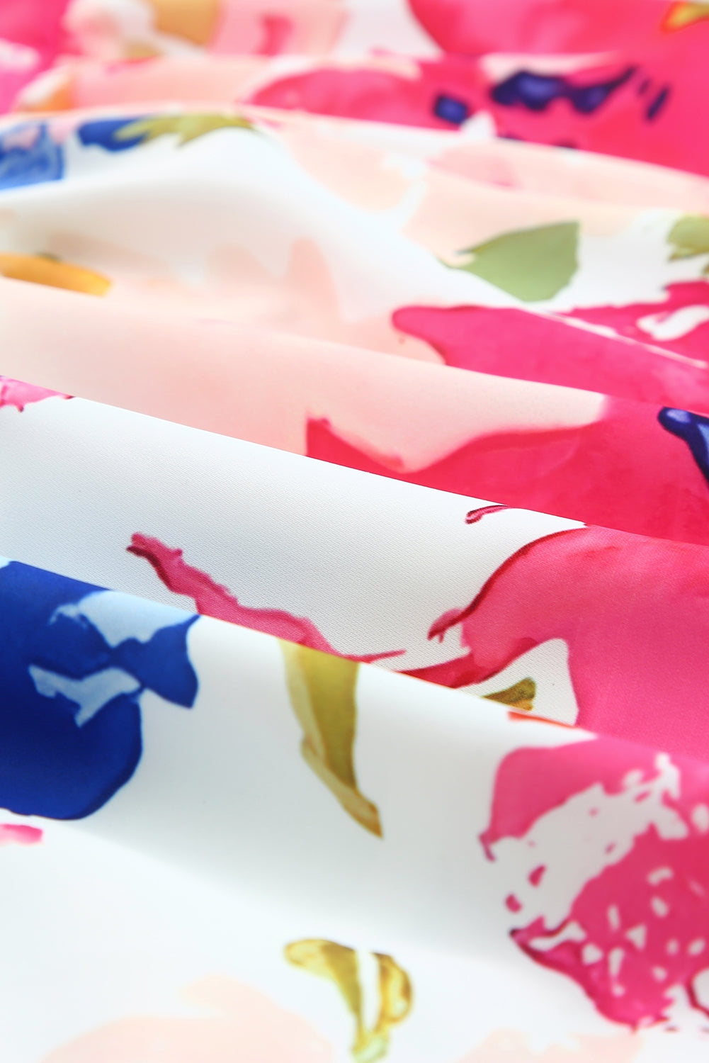 Robe patineuse à col en V et imprimé floral multicolore