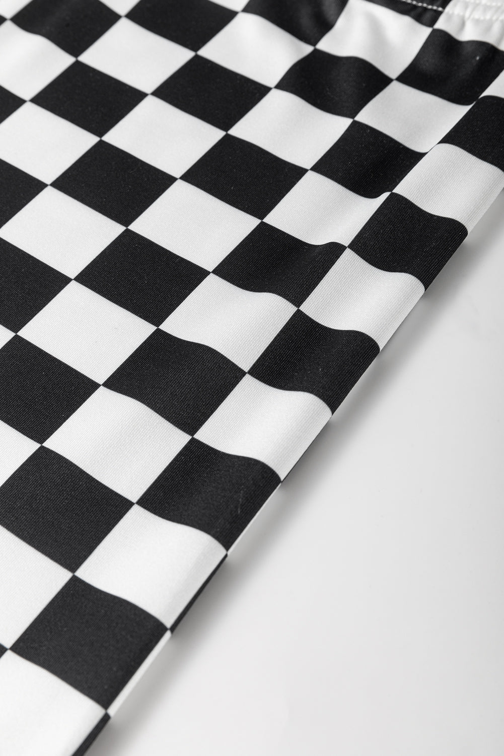 Short cycliste taille haute imprimé damier noir