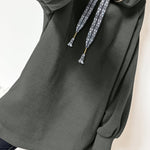 Four Leaf Clover Fleece Lined Adjustable Drawstring Oversize Tunic Hoodie