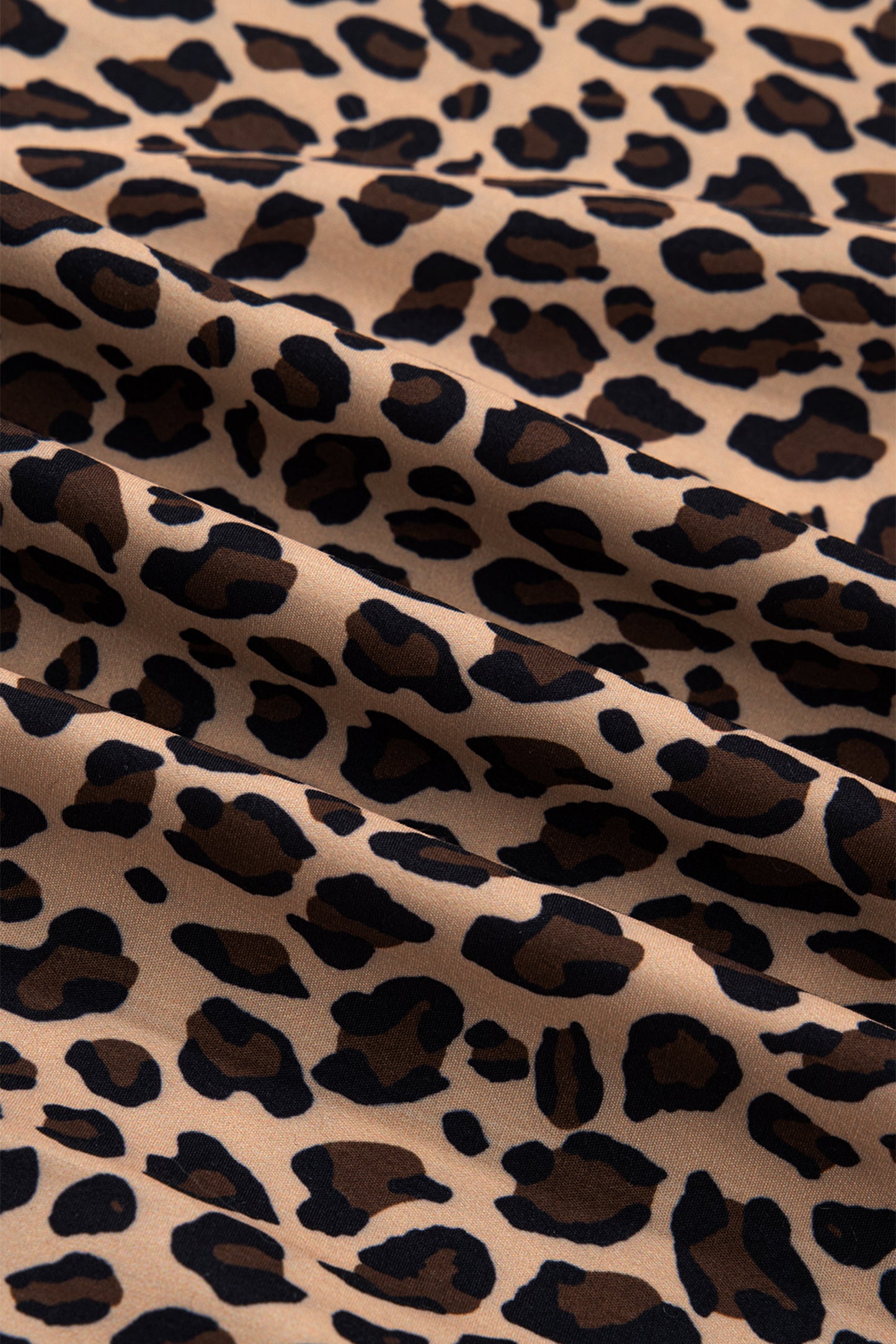 Brown Leopard Print Frilled Square Neck Tank Top