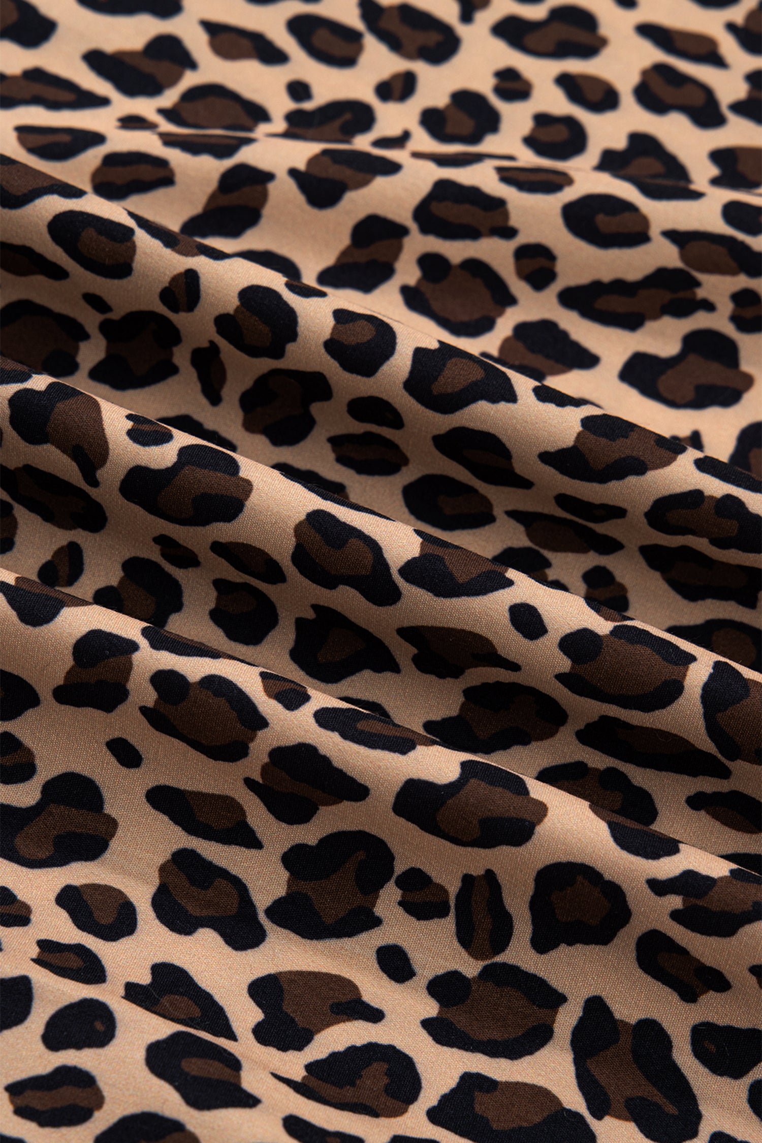 Brown Leopard Print Frilled Square Neck Tank Top