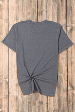 Gray Rugby Bow Knot Print Crewneck Casual T Shirt