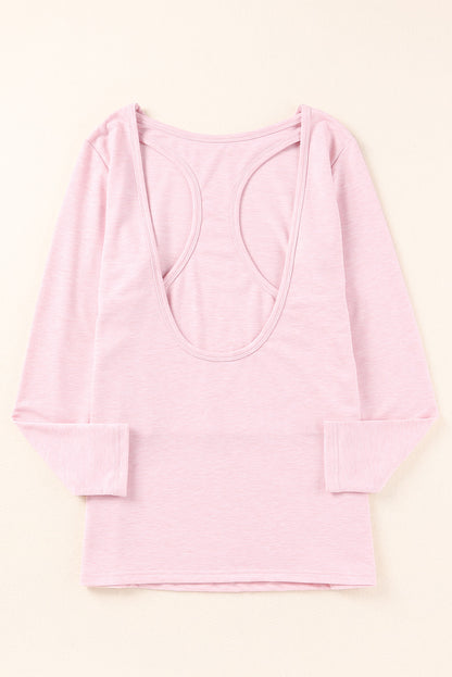 Top tejido de manga larga con espalda abierta