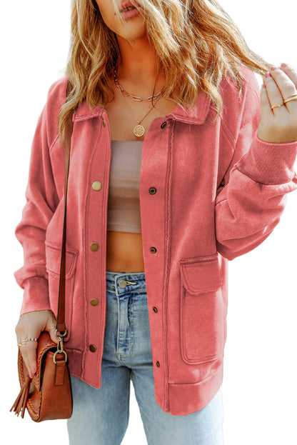 Chaqueta con botones y bolsillo con solapa lavada vintage roja