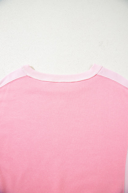 Bonbon 2-tone Color Block Patchwork Drop Shoulder Sweatshirt