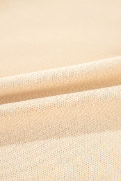 Light French Beige Striped Colorblock Patchwork Collar Sweatshirt