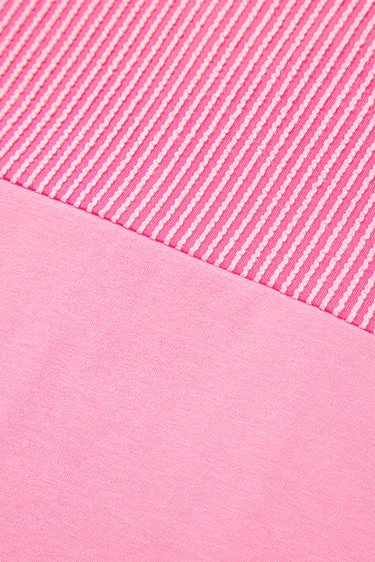 Bonbon Corded Patchwork Pocketed Plus Size T Shirt