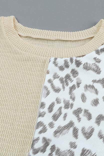 Top de manga larga acanalado con bloques de color patchwork