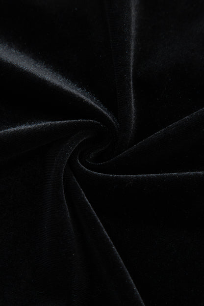 Body à manches longues et col en V en velours noir orné de perles