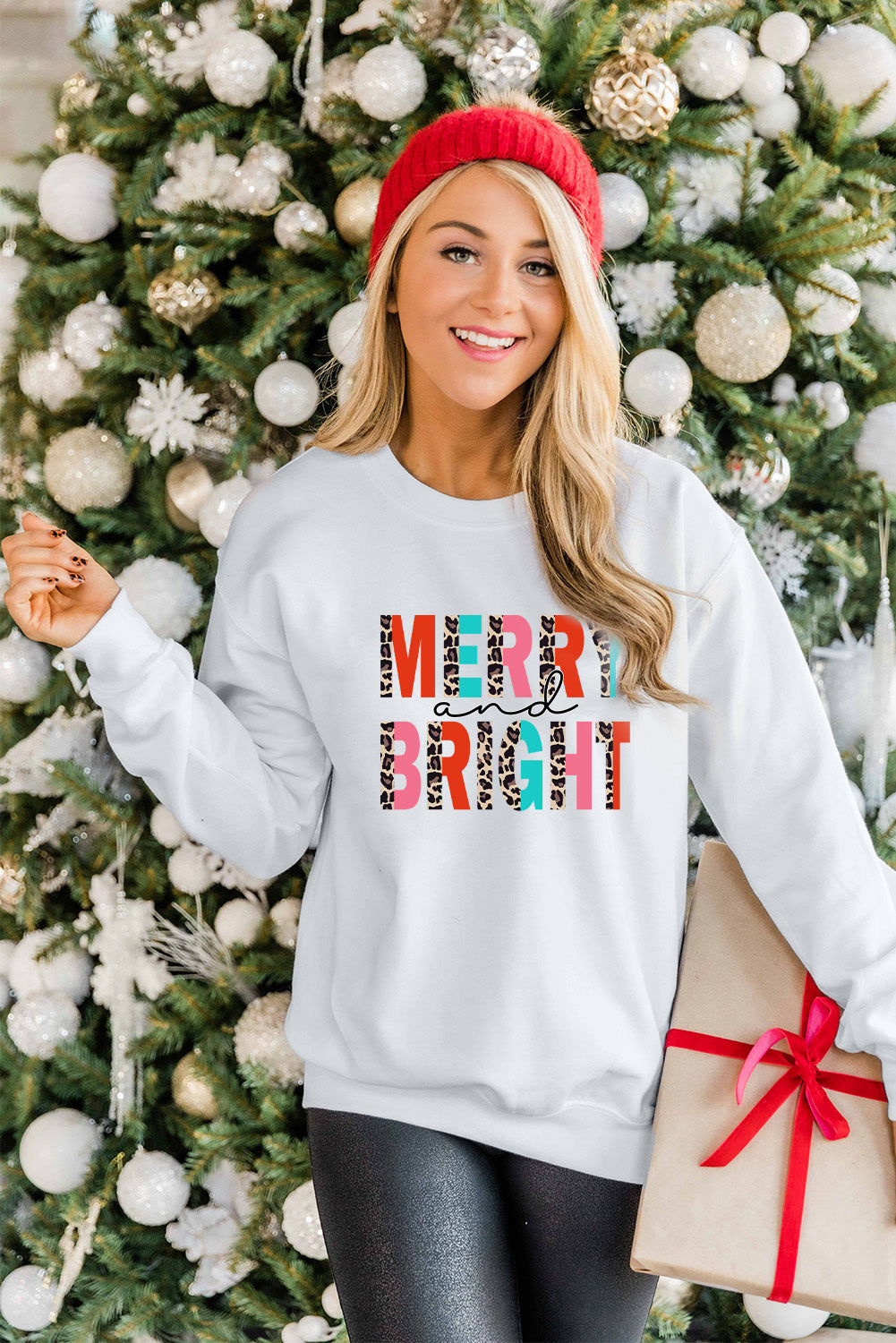 Sweat-shirt à imprimé léopard MERRY and BRIGHT