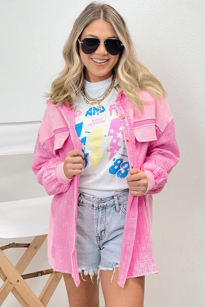 Sobrecamisa de algodón lavado mineral rosa 