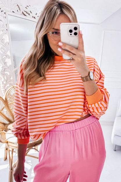 Sweat-shirt ample à col rond et épaules tombantes orange roux