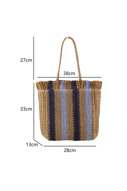 Striped Sling Shoulder Straw Bag 38*13*33cm