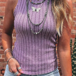 Phalaenopsis Slim Ribbed Mineral Wash Tank Top