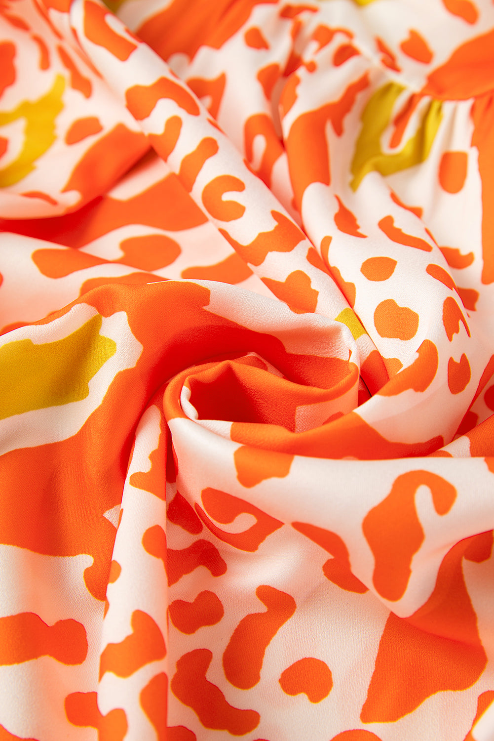 Chemisier à manches bouffantes et col fendu, imprimé léopard orange