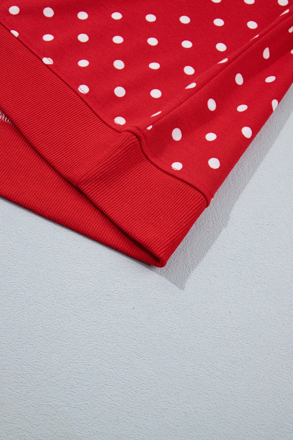 Red Polka Dot Drawstring Wide Leg Long Sleeve Top Pant Set