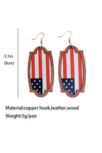 Pendientes de bandera de cuero con marco de madera