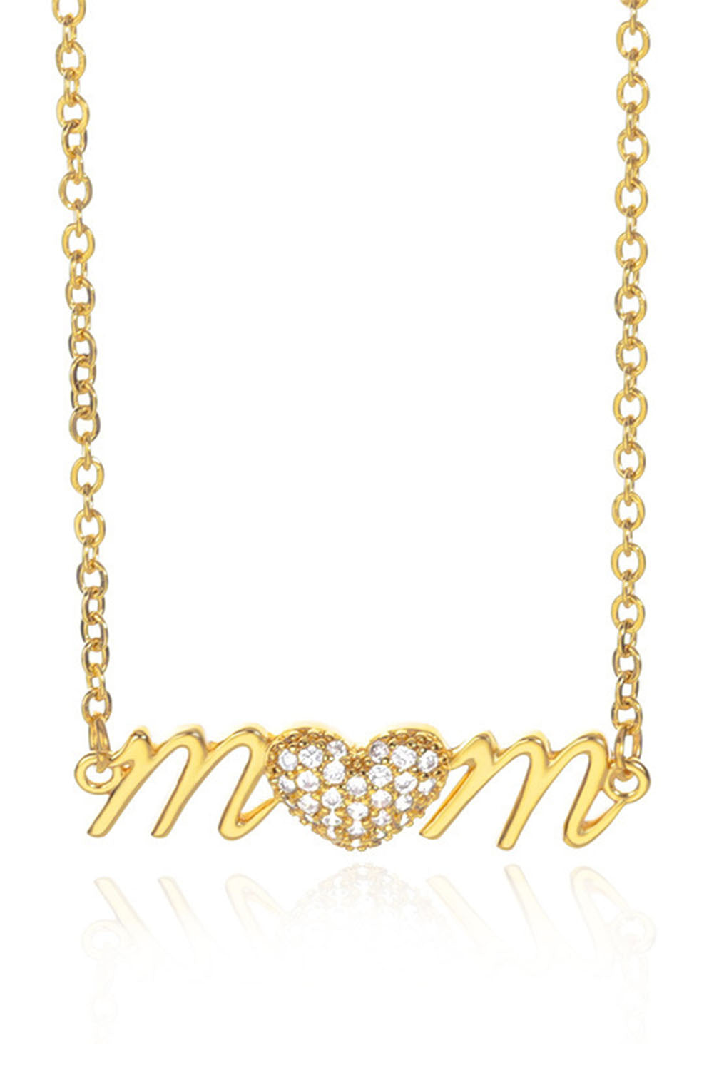 Rhinestone Heart Accent mom Monogram Necklace