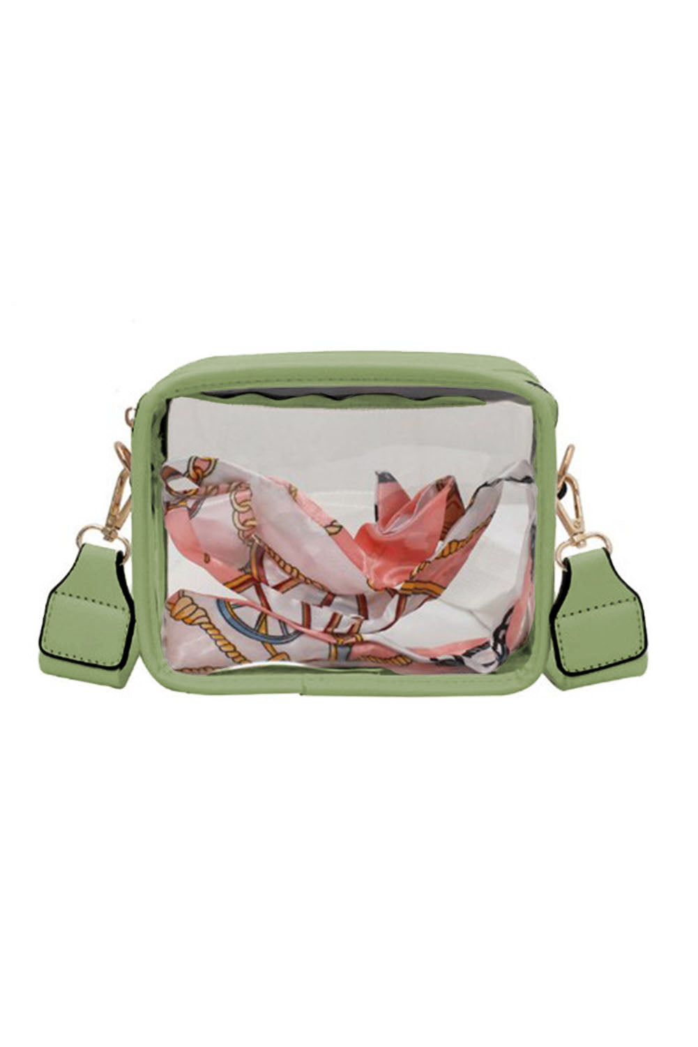 Bolso bandolera con correa de cuero de PVC transparente blanco