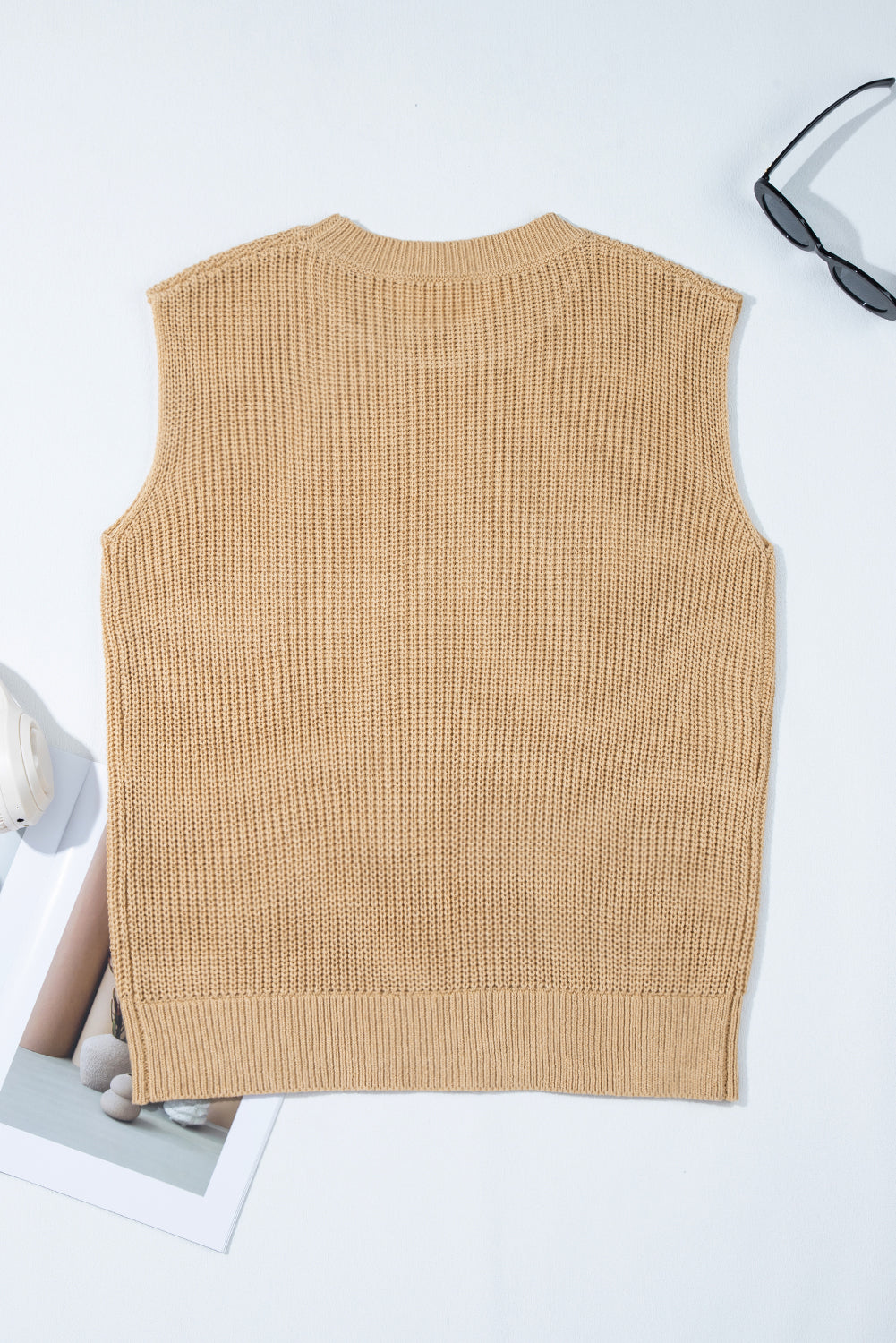 Parchment Sequin Horse Graphic Lightweight Knitted Sweater Vest