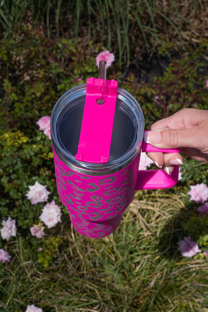 Tasse à double isolation en acier inoxydable 304 à motif léopard tacheté, 1 134 g