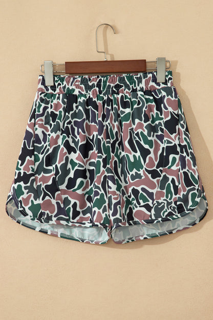 Multicolour Camouflage Print Athletic Lined Shorts