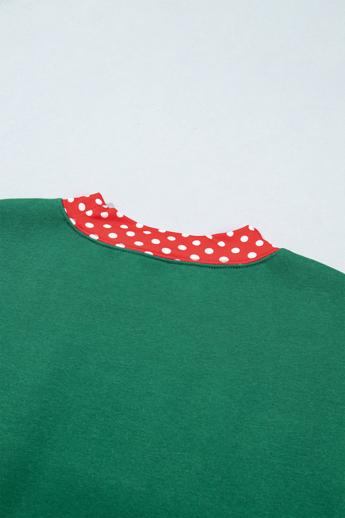 Evergreen Polka Dot Trim Baggy Pullover 2pcs Short Set