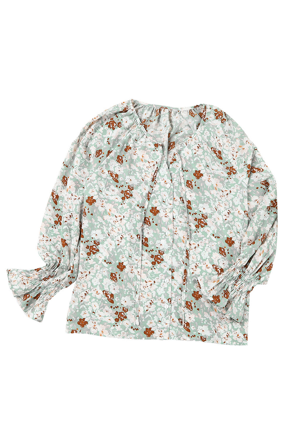 Blusa con botones y cuello en V con estampado floral 