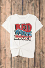 White RED WHITE BOOZY Stars and Stripes Graphic T Shirt