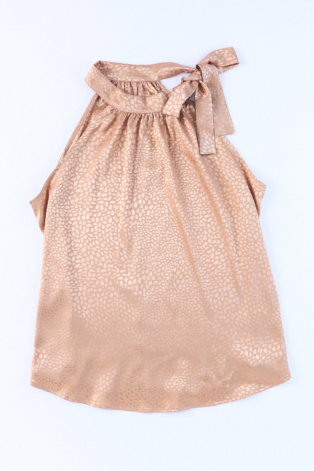 Débardeur léopard sans manches à col montant et lien 