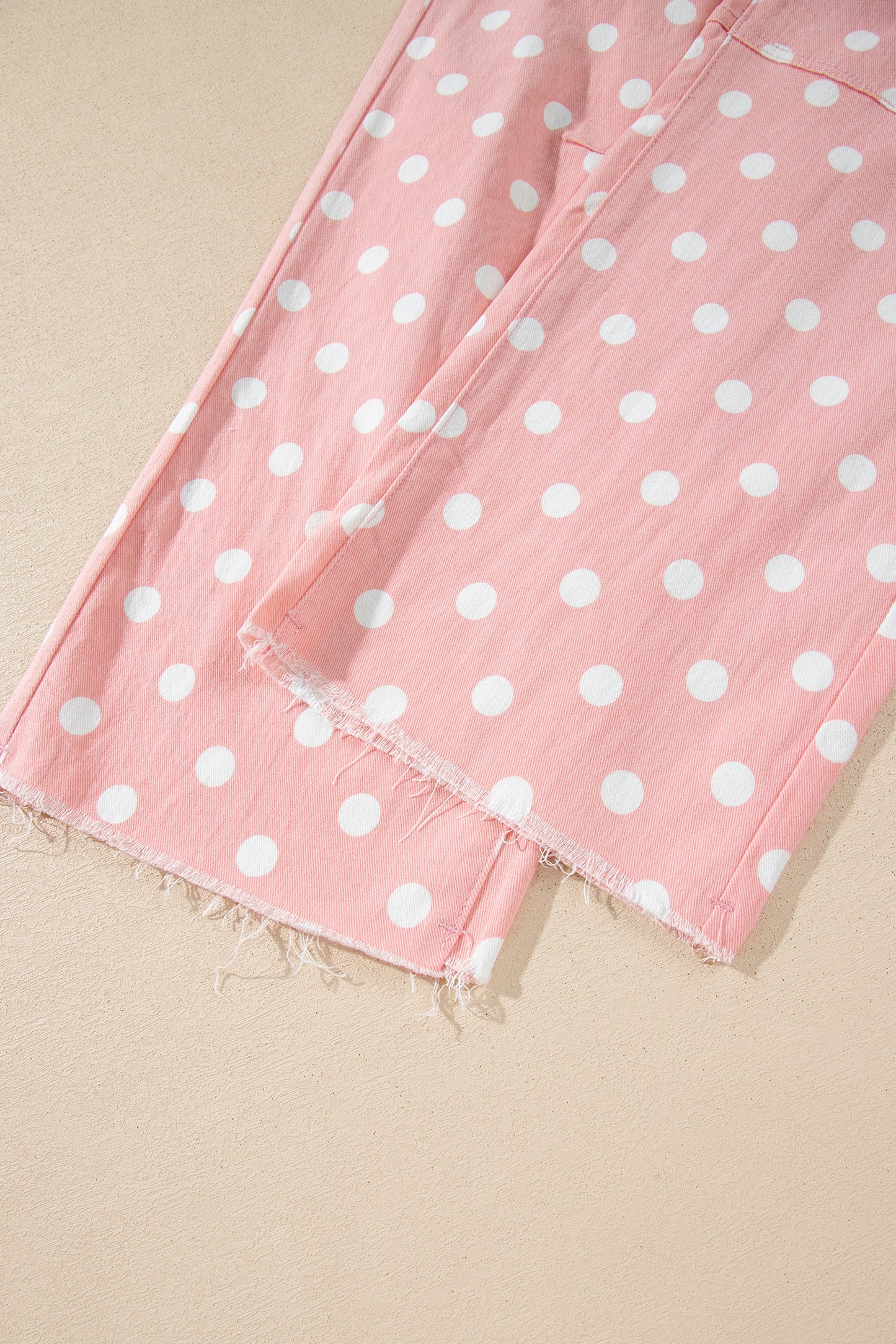 Pink Polka Dot Casual Slim Fit Jeans