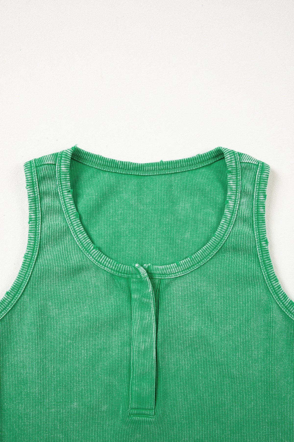 Coffee Vintage Distressed Ribbed Mineral Wash Tank Top