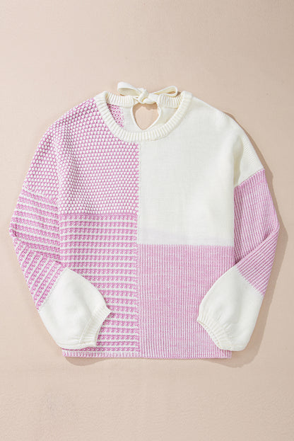 Pull Bonbon à nouer dans le dos et colorblock neutre