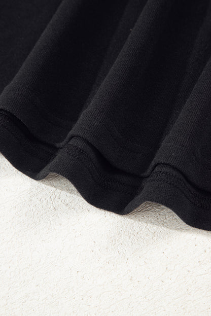 Black Leopard Mesh Patchwork Knit Long Sleeve Top